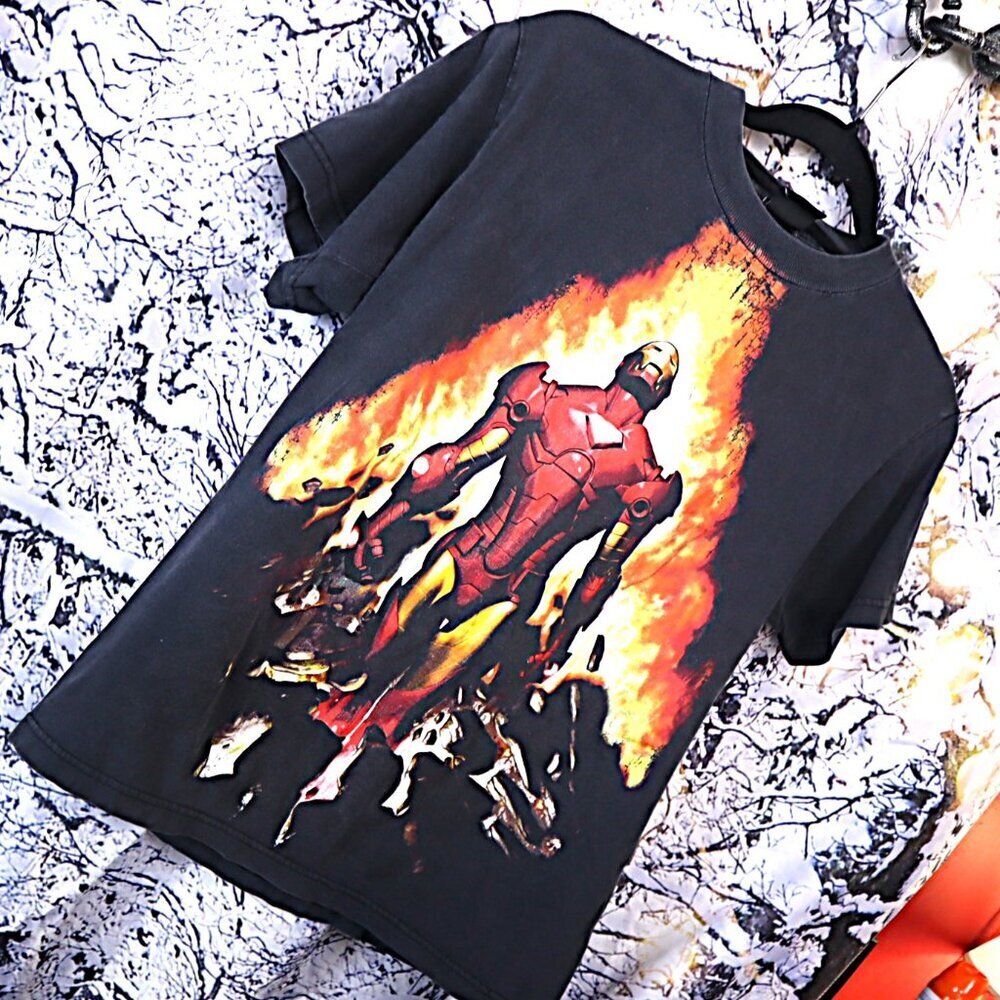 IRONMAN TEE S Marvel Mad Engine Superheroes Casual Black Red Classic Vintage 90s